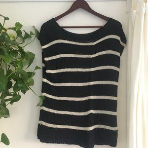Black and white stripe knit top